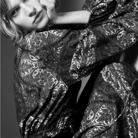 💕ZARA💕 Printed Midi Dress 8913/829 ~ Brick Multi-Color Abstract Print Small - Picture 2 of 15